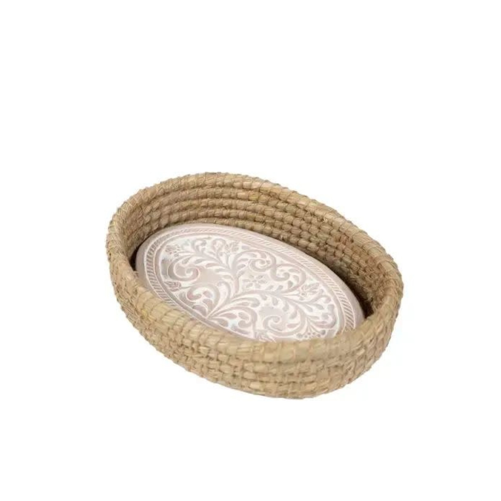 Bangladesh Basket W/Warmer Kaisa Grass/T-Cotta 12L