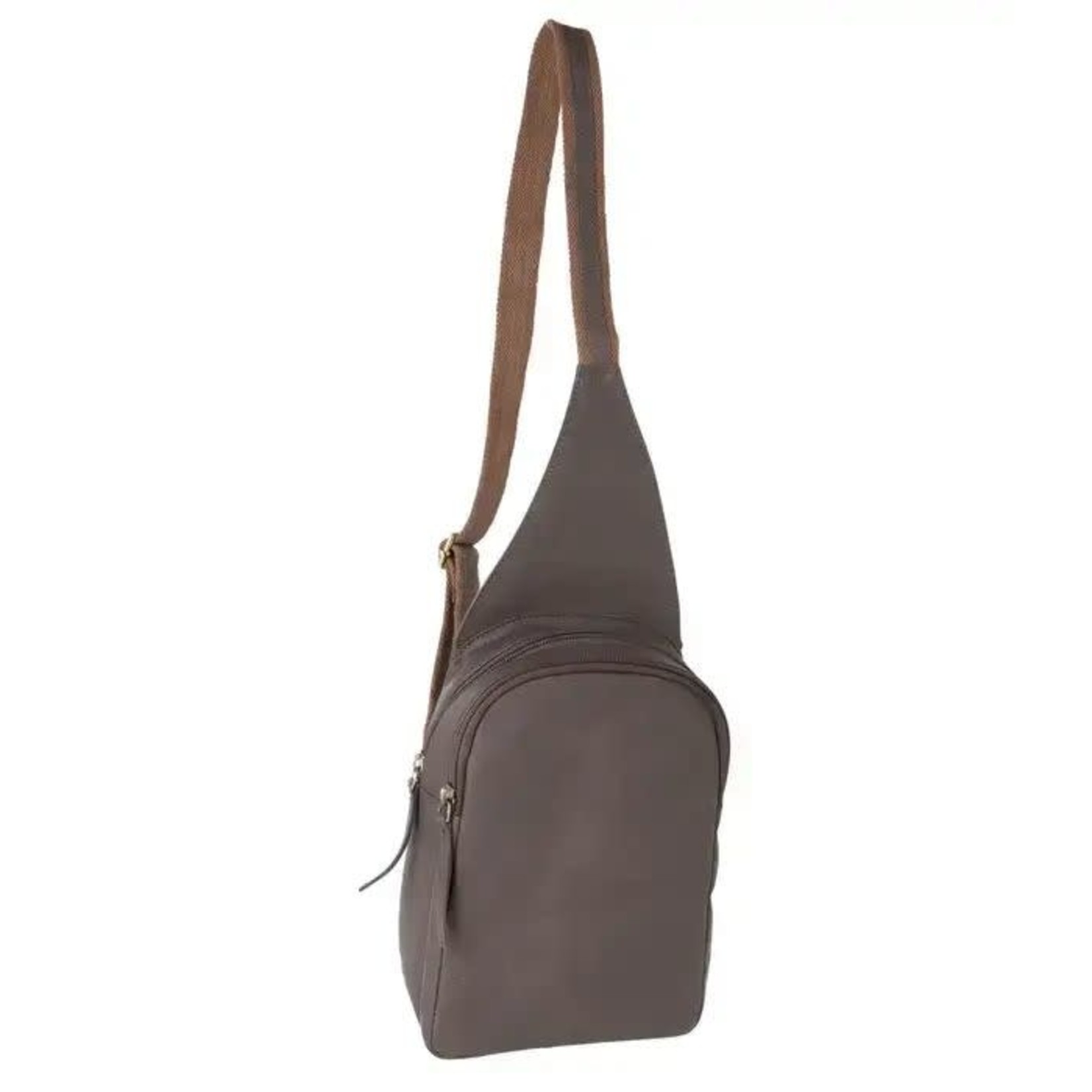 India Bag sling cross body eco leather 10x6 dk brn