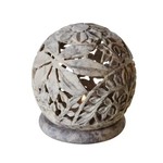 India Candleholder Stone Floral Dome