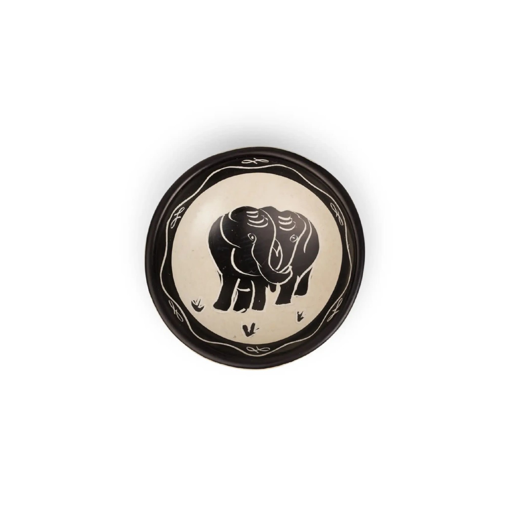 Kenya Bowl Elephant M/3 Kisii 3D Cream/Black
