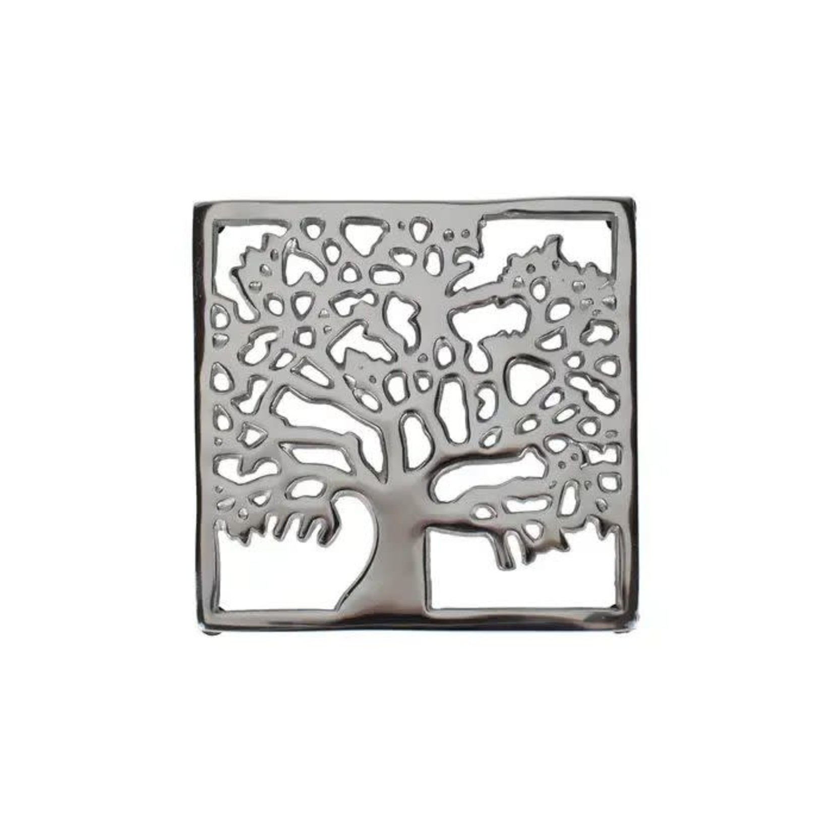 India Trivet Tree Aluminum 7.5Sqx.75H Silver