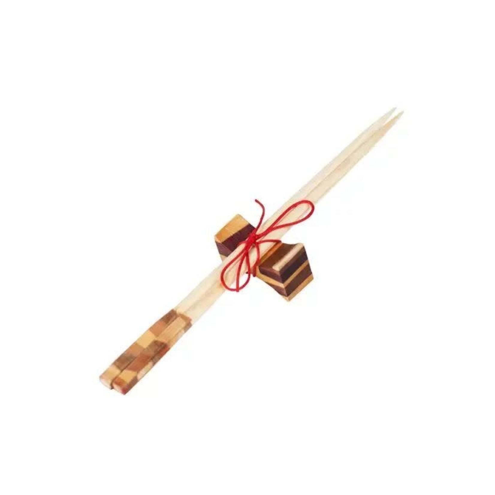 India Chopsticks/Rest Set M/3 Wood 8.5L Nat/Br
