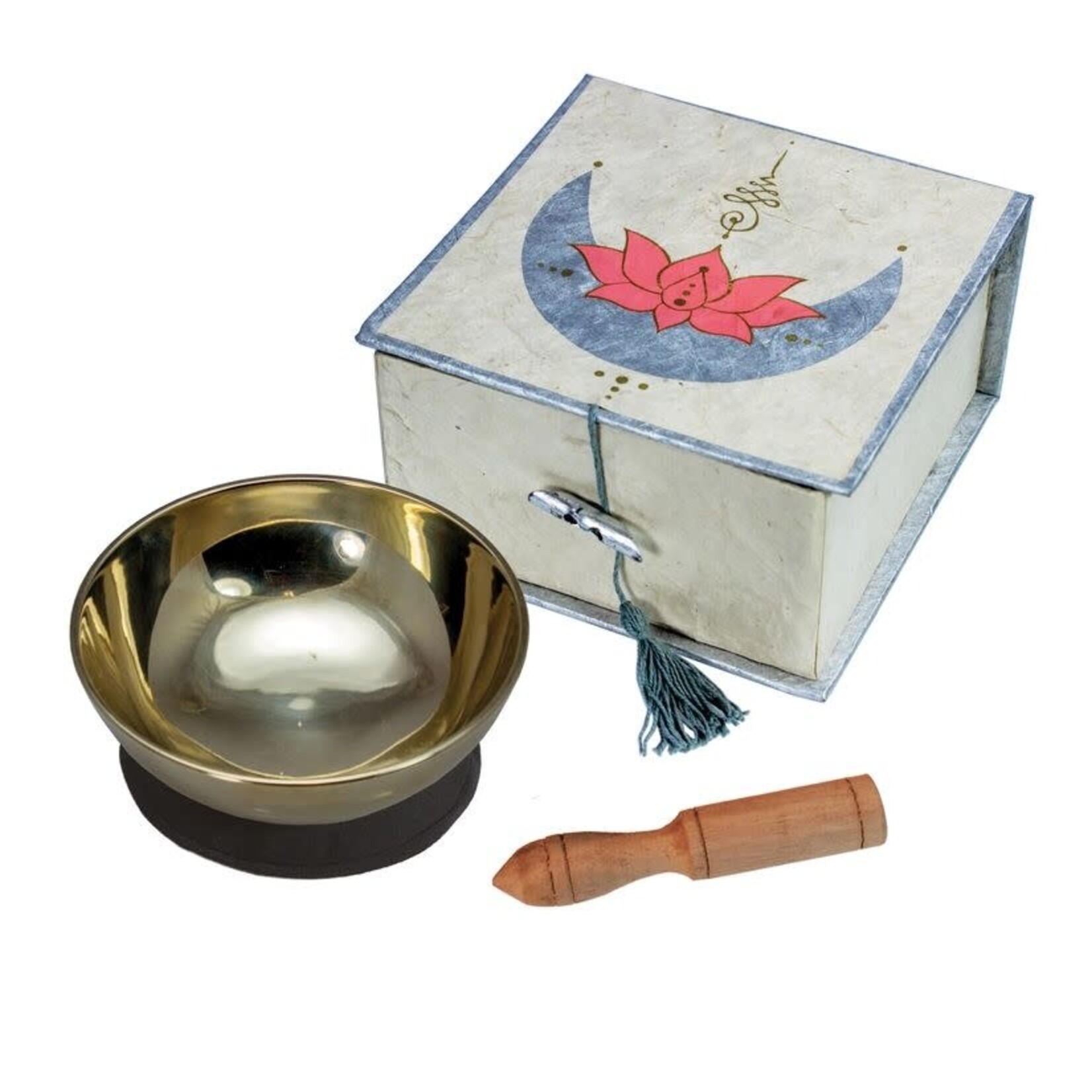 Nepal Meditation Singing Bowl Box  4'' Lotus Moon