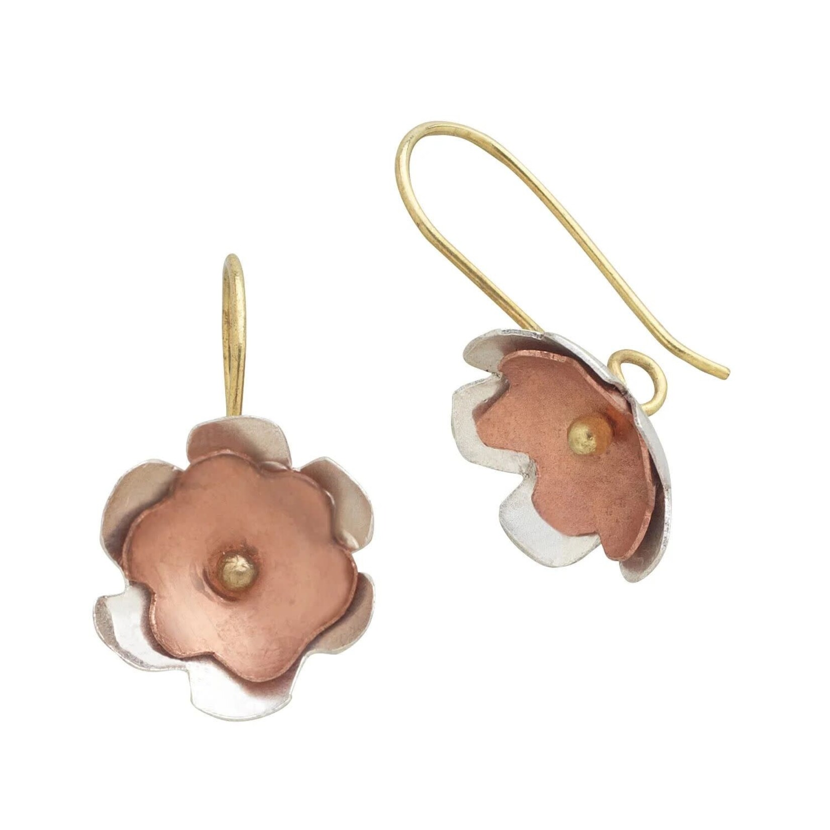 Kenya Earrings 3D Flower Plated Copper .75D Cp