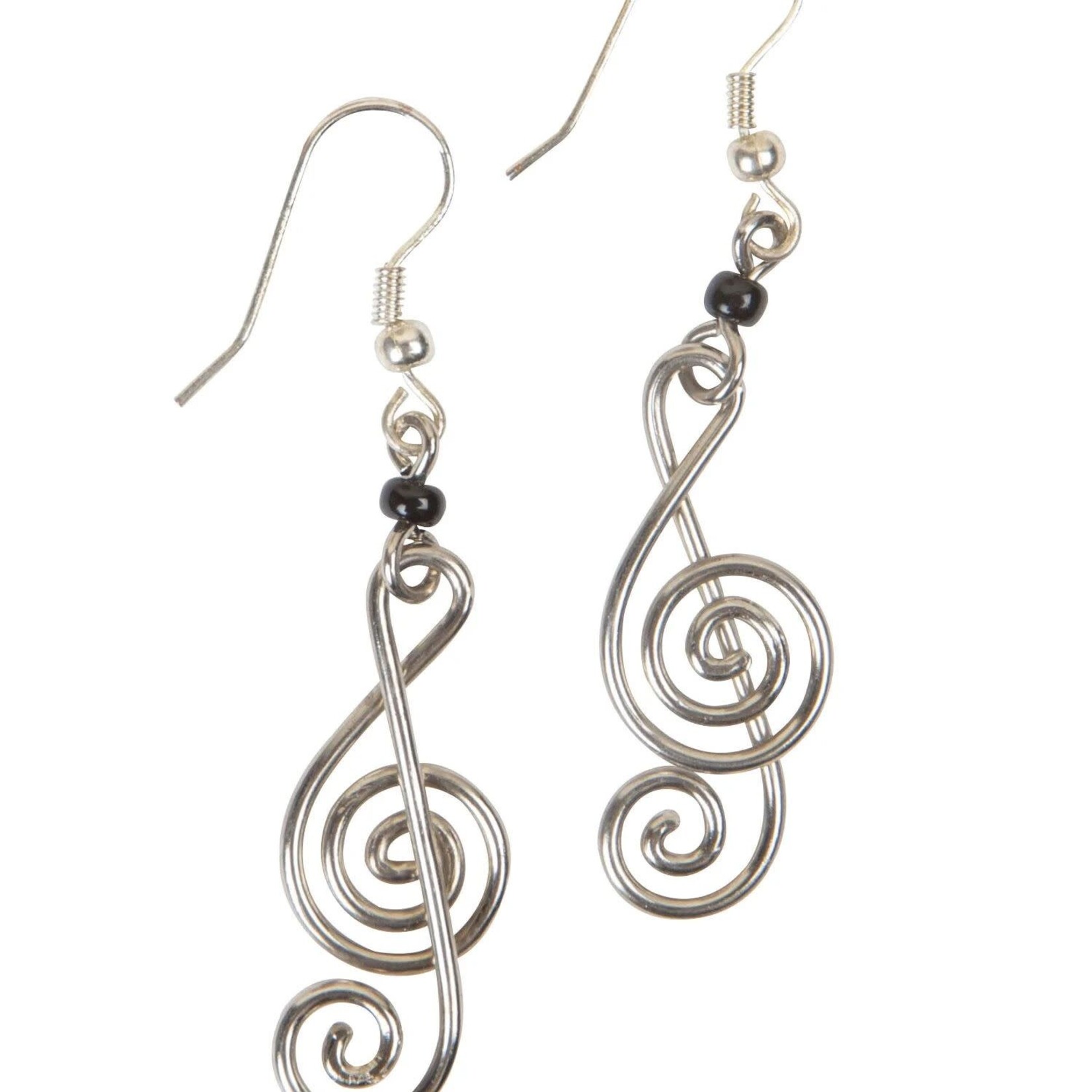 Kenya Earrings Treble Clef Silv-Pltd Cppr 2L S