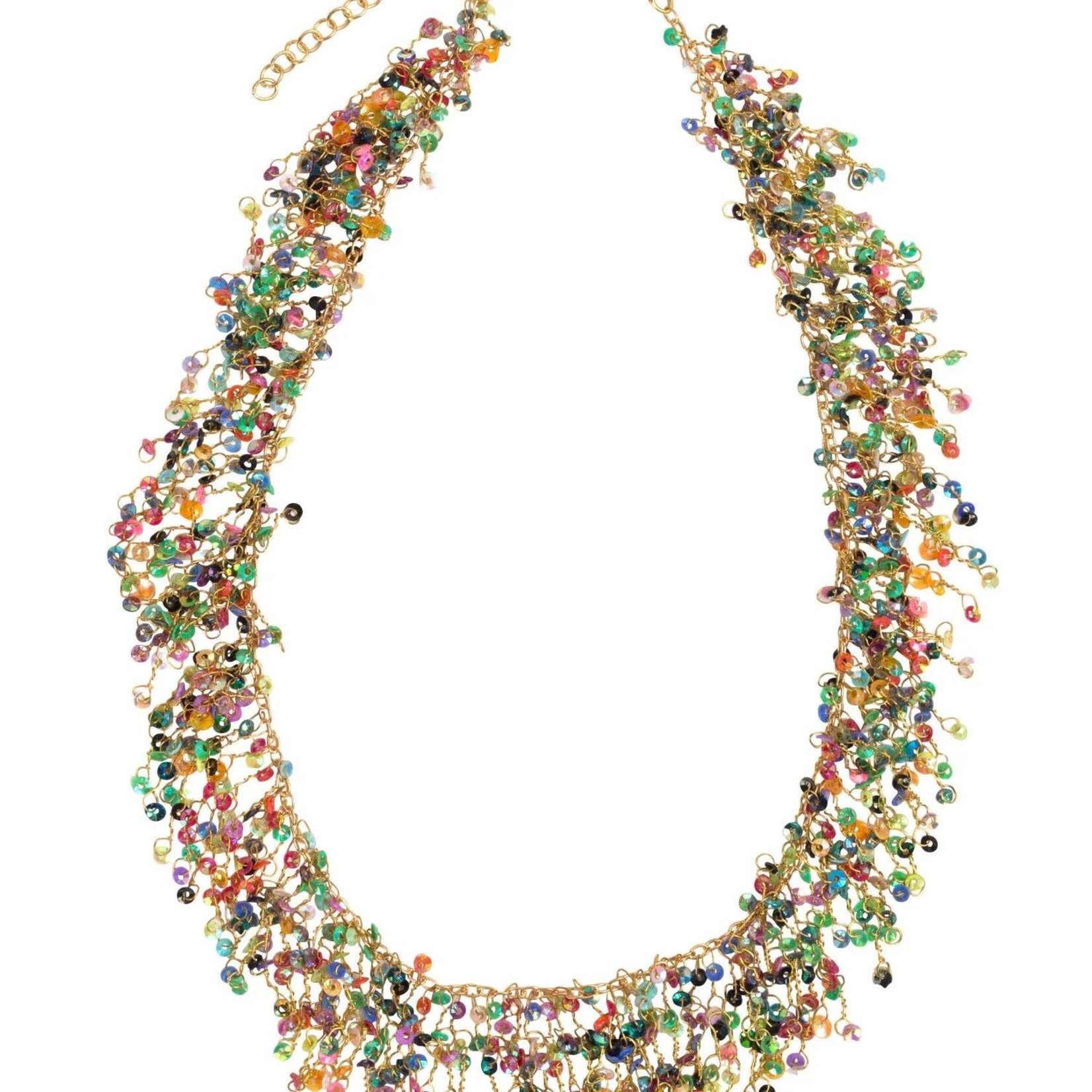 India Necklace Fringy Sequins 16L Multi