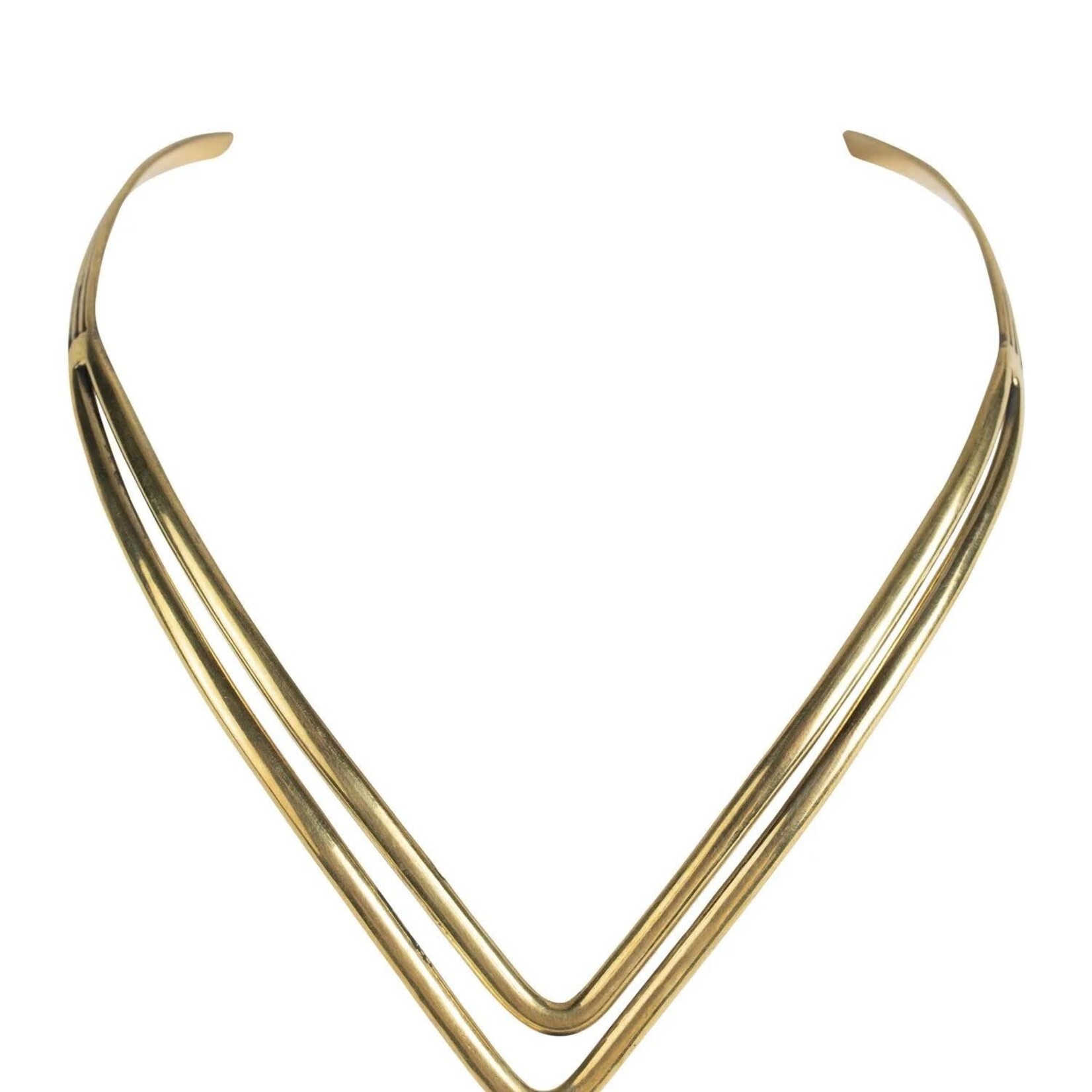 India Necklace Double V Collar Brass Gold Colo
