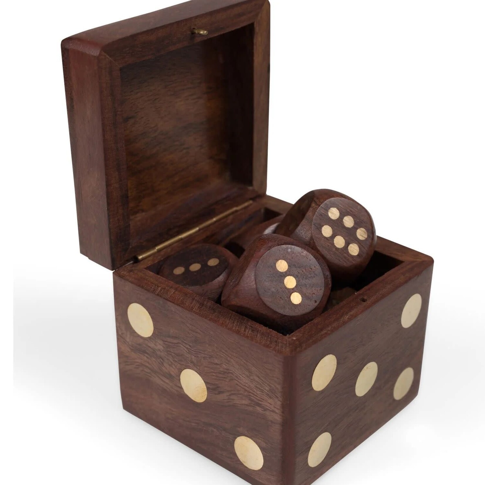 India Dice In Box Set/6 M/3 Sheesham Wood/Bras