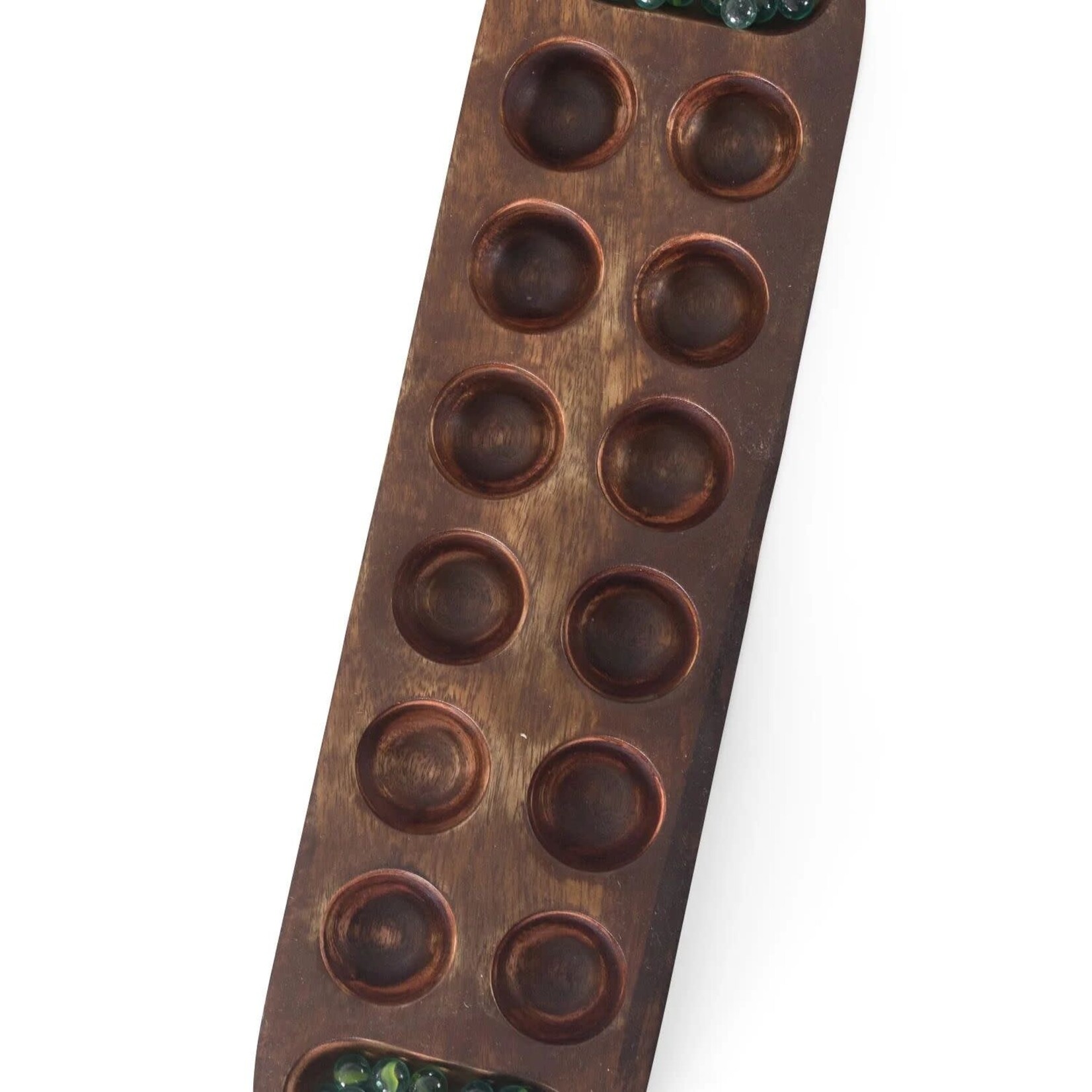 India Mancala Game W/Marbles Wood 18Lx5W Brown