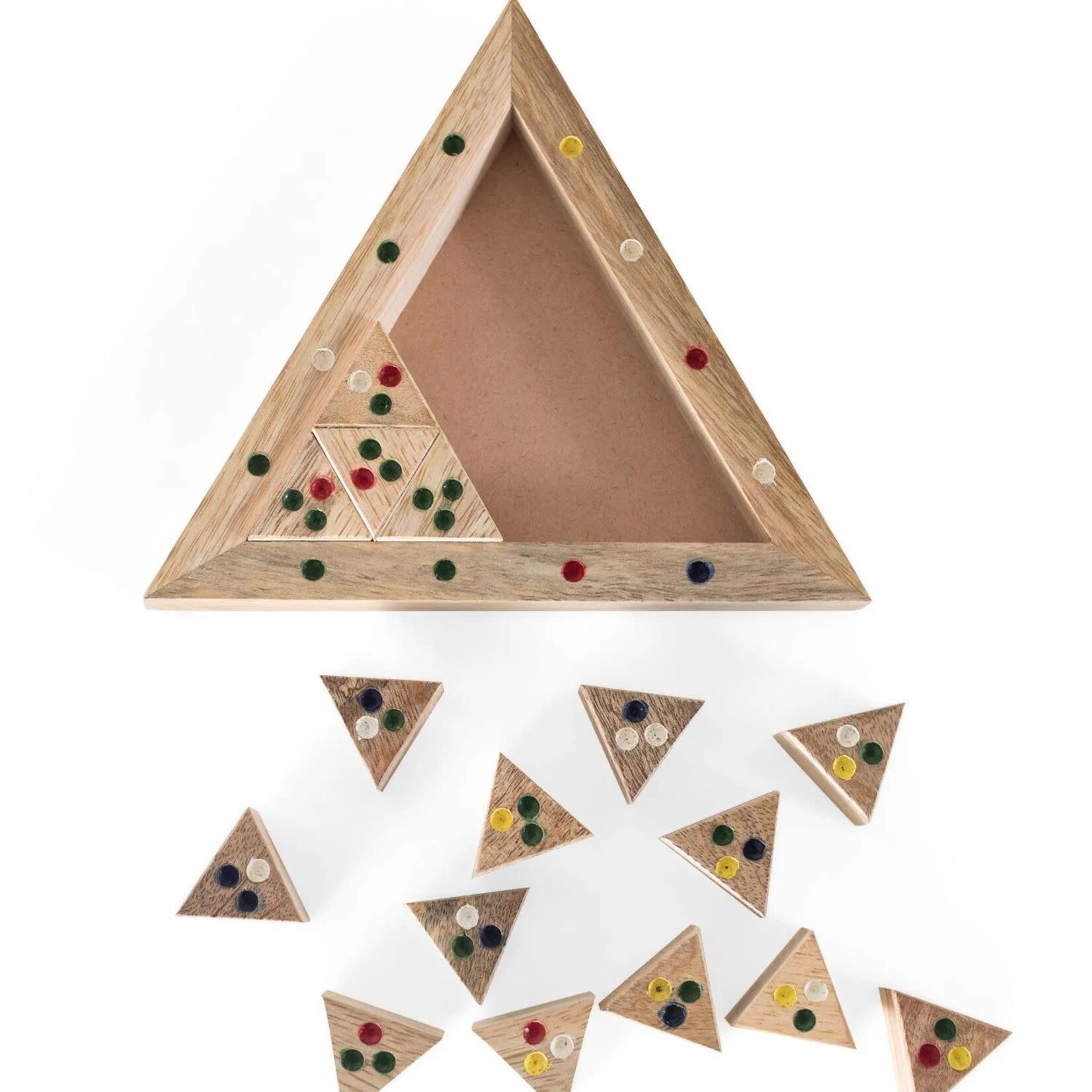 India Game Triangle Match Puzzle Wood 7X7 Brn/