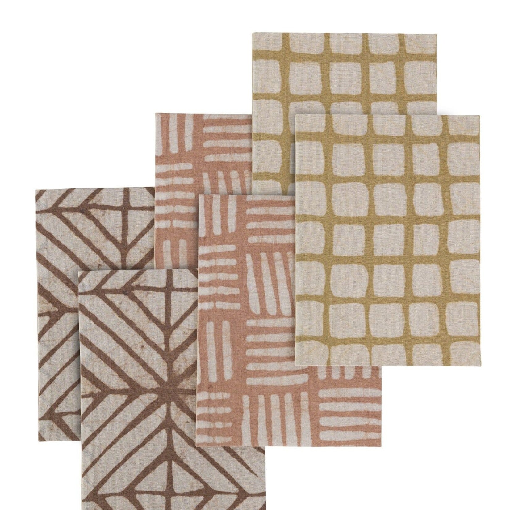 Bangladesh Card S/6 Batik Fabric/Ppr 4.25X6 Rose/Yel/Brn