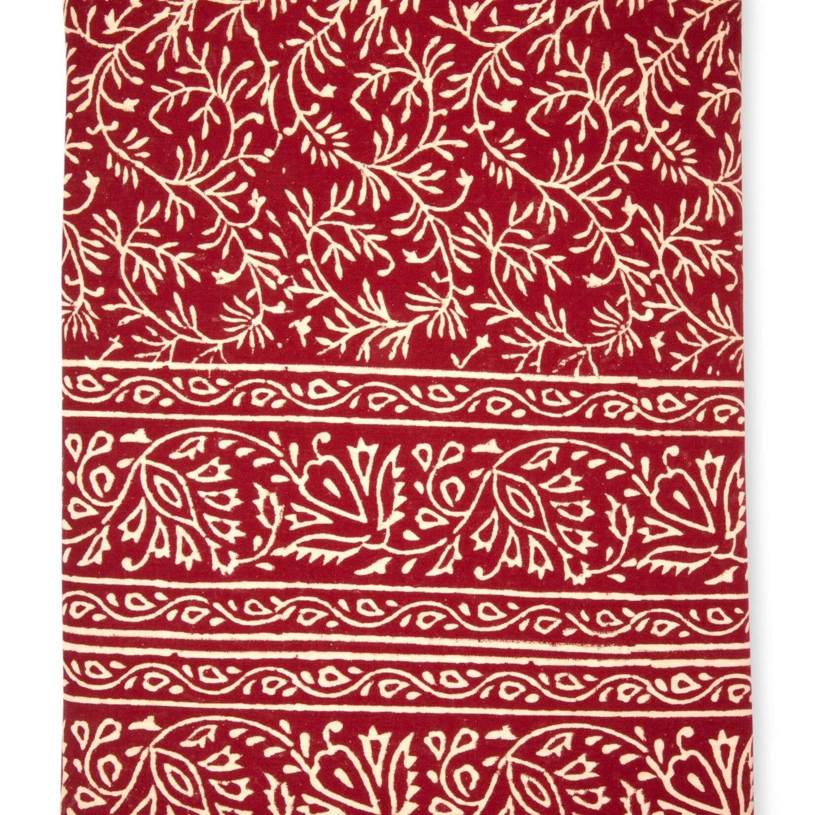India Tablecloth Vines Cttn 120X70 Red/Crm