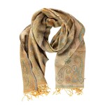 India Shawl Jacquard Paisley/Floral Wool 72X27 Yel/Grn