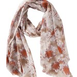 India Scarf Muted Yarrow Floral Viscose 72Lx27W Crm/Rust