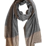 Nepal Scarf Wide Blocks Soft Wool 80X29 Gray/Brown