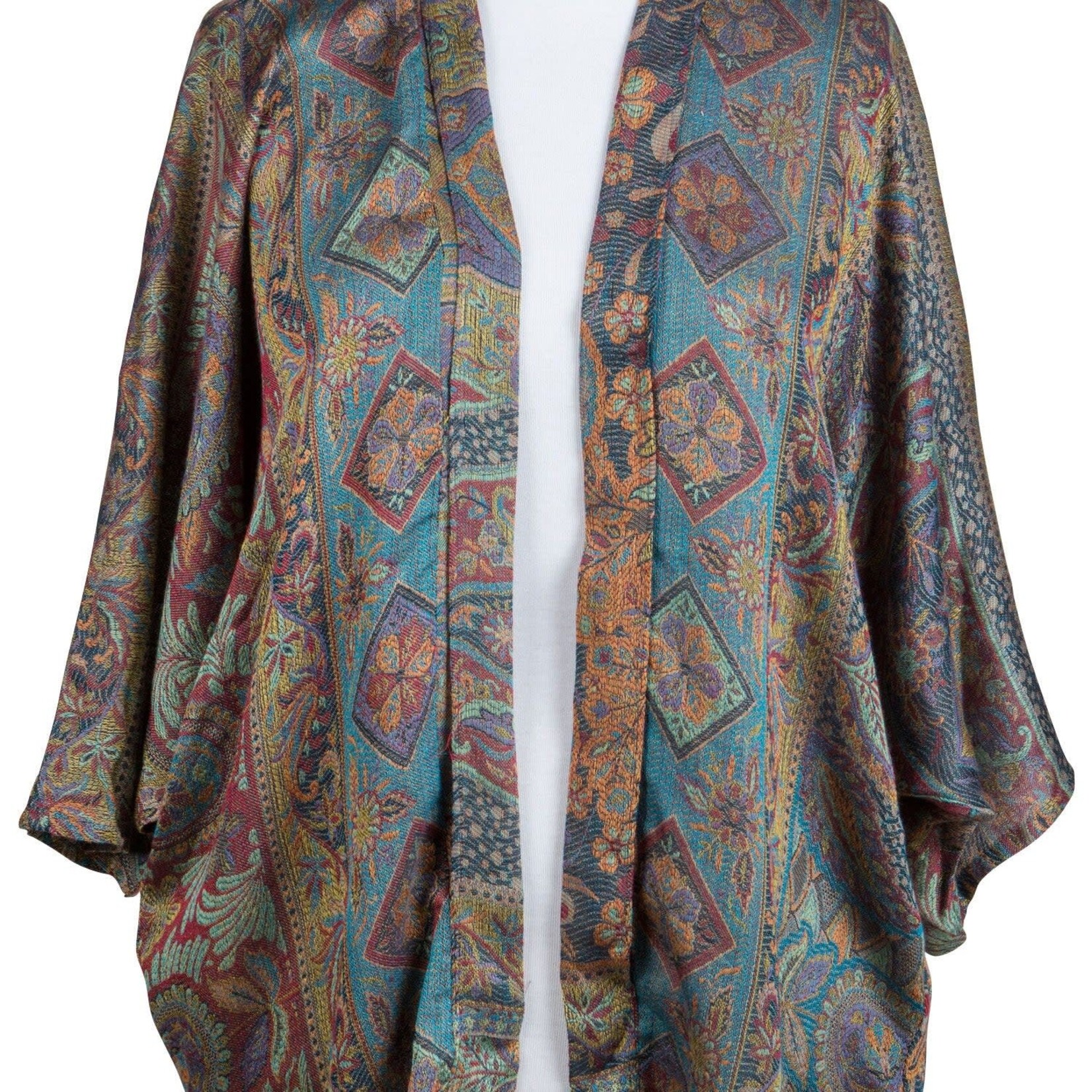 India Kimono Jacquard Green/Rust/Multi