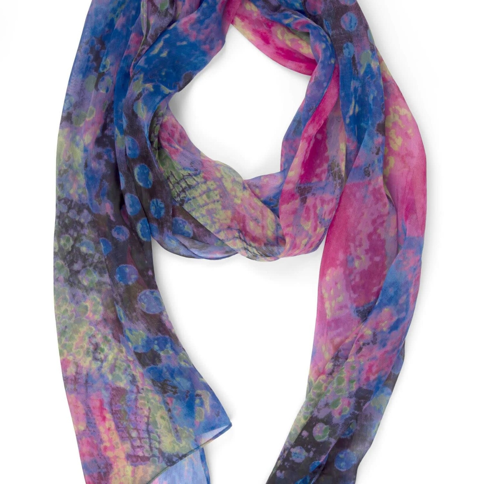 India Scarf Spots Chiffon 72L Blu/Fch
