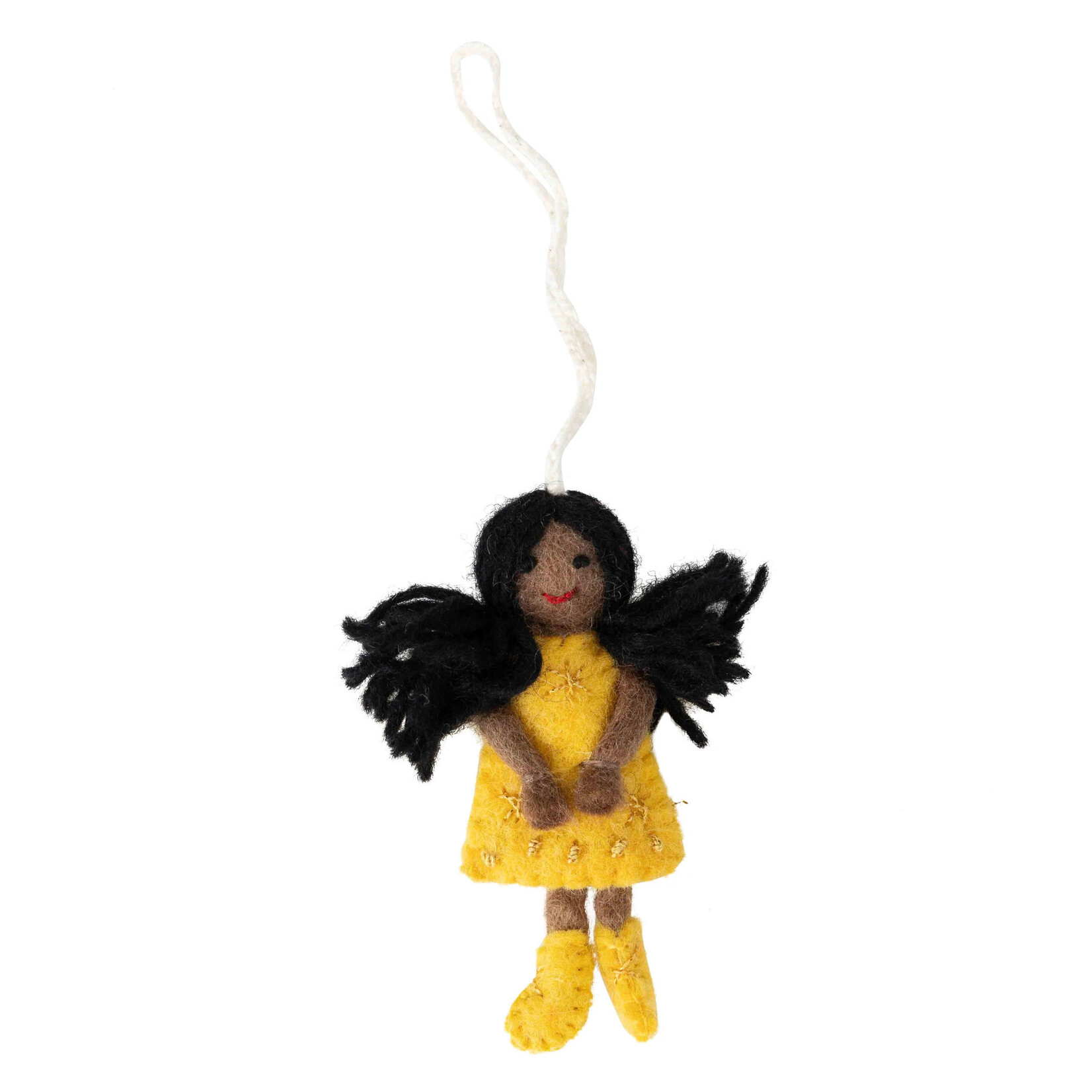 Nepal Ornament angel M/3 felt 3.5H yellow/black/white