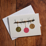 Bangladesh Card 3 Ornaments On Branch M/3 Ppr/Wd 5X7 Grn/Rd