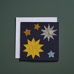 Bangladesh Card Kantha Stars M/3 Ppr/Sari 5.5Sq Blu/Yel