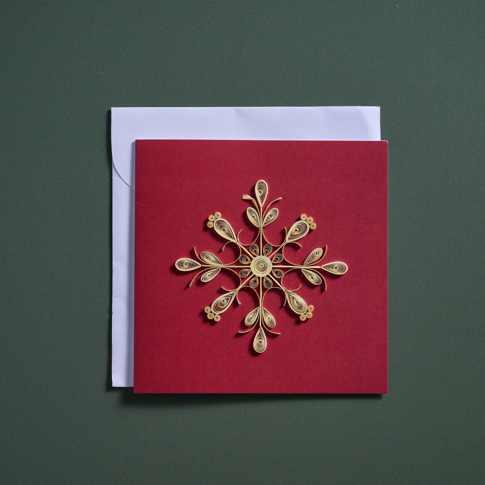Vietnam Card snowflake M/3 quilled paper 5.5sq rd/crm/ tanSweet Snowflake Quilled Card