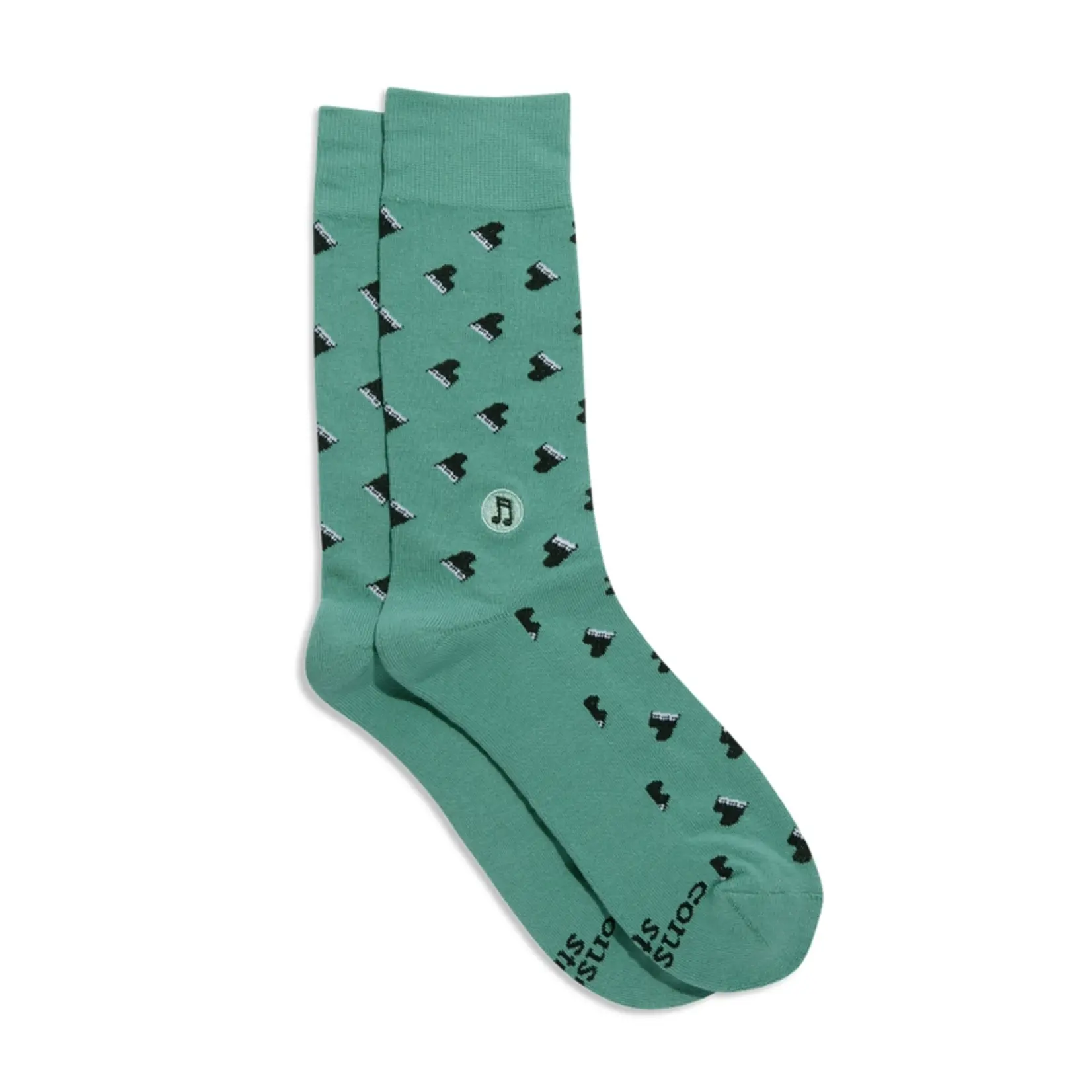 India Socks Support Music - Green Pianos - S