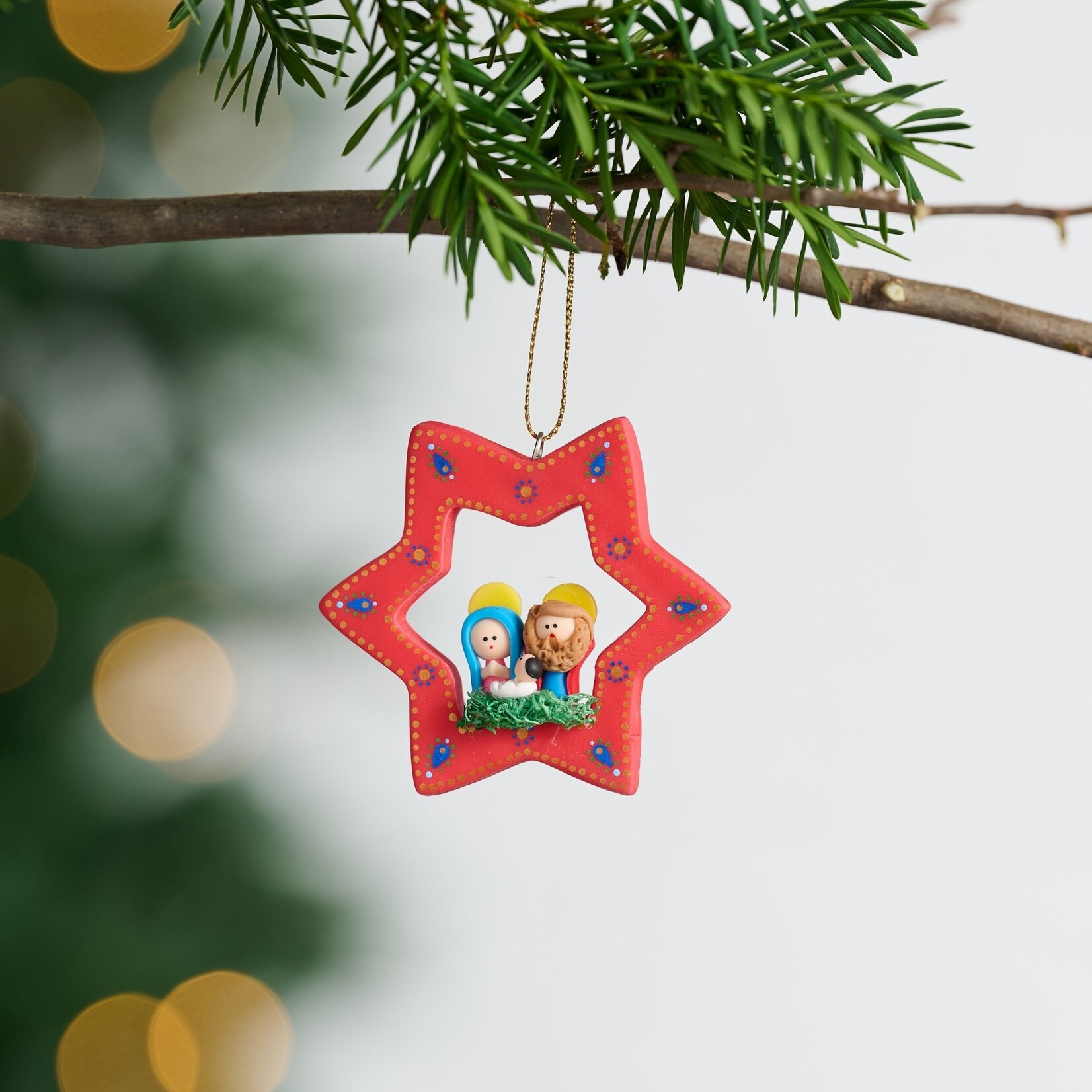 Ecuador Ornament Mini Nativity In Star M/3 B-Dough 2.5D Rd