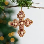 India Ornament Cross M/2 Stuffed Satin/Poly 5.5H Red/Gld