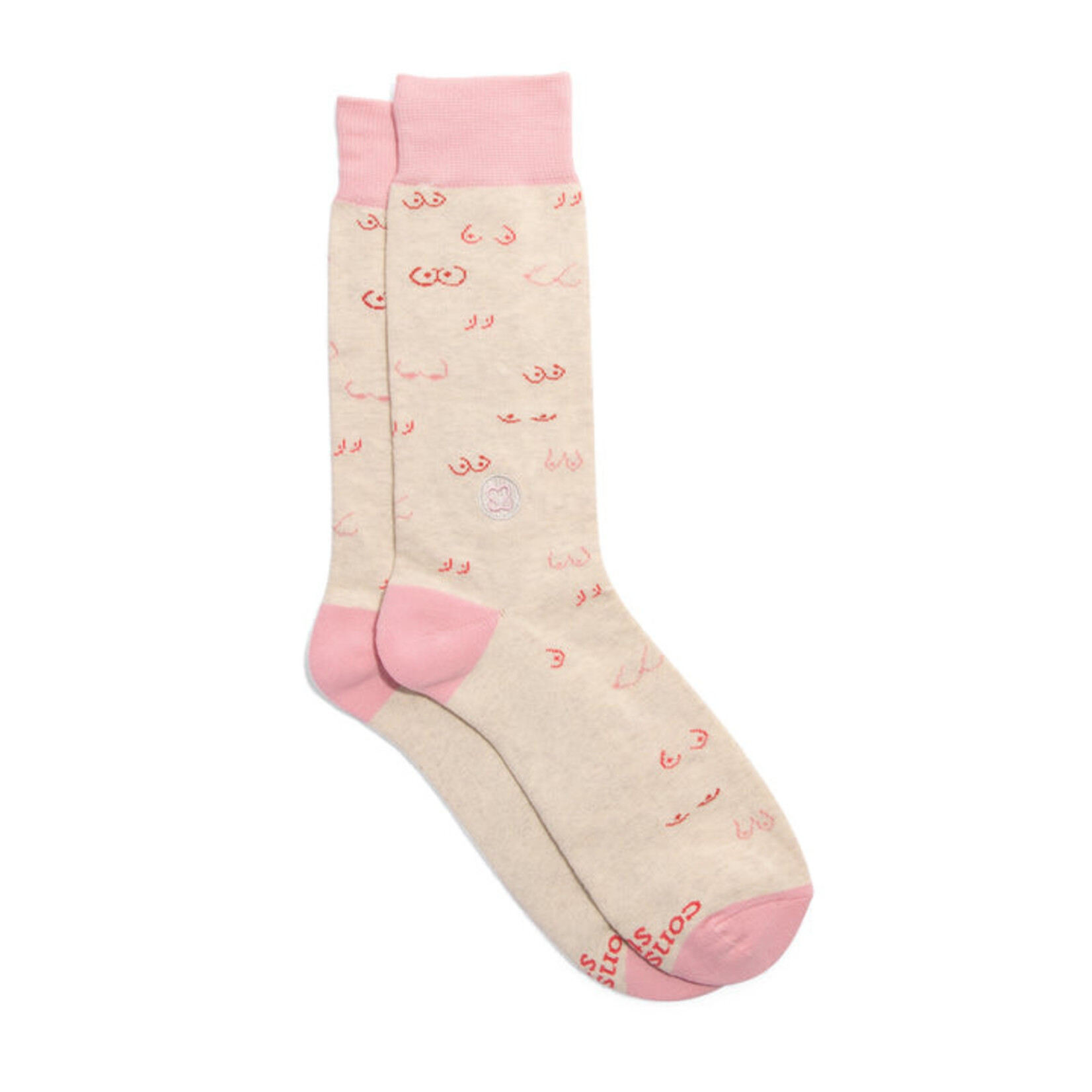 India Socks Support Self-Checks Cream/Pink Boobs - S