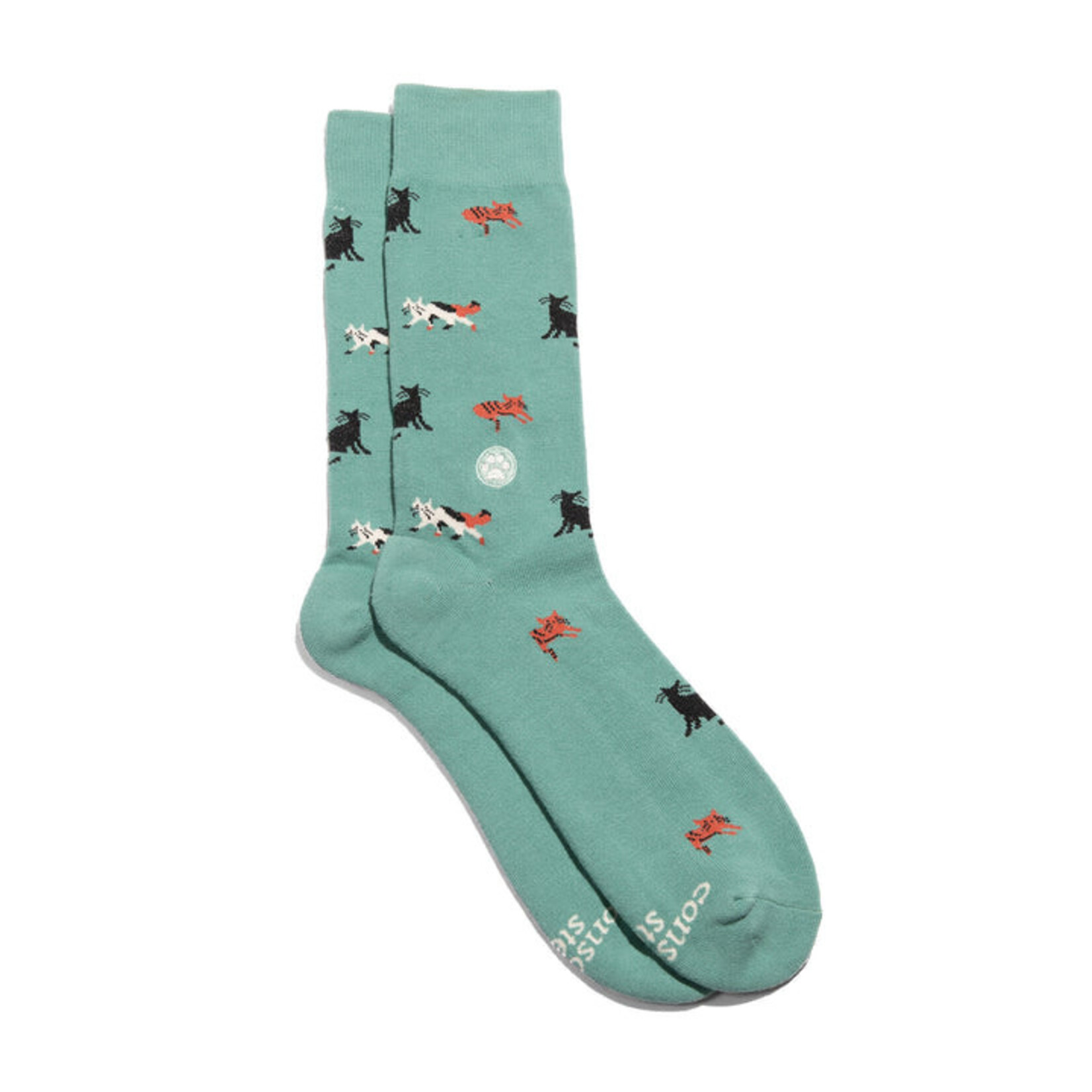 India Socks Save Cats -Teal Cats - S