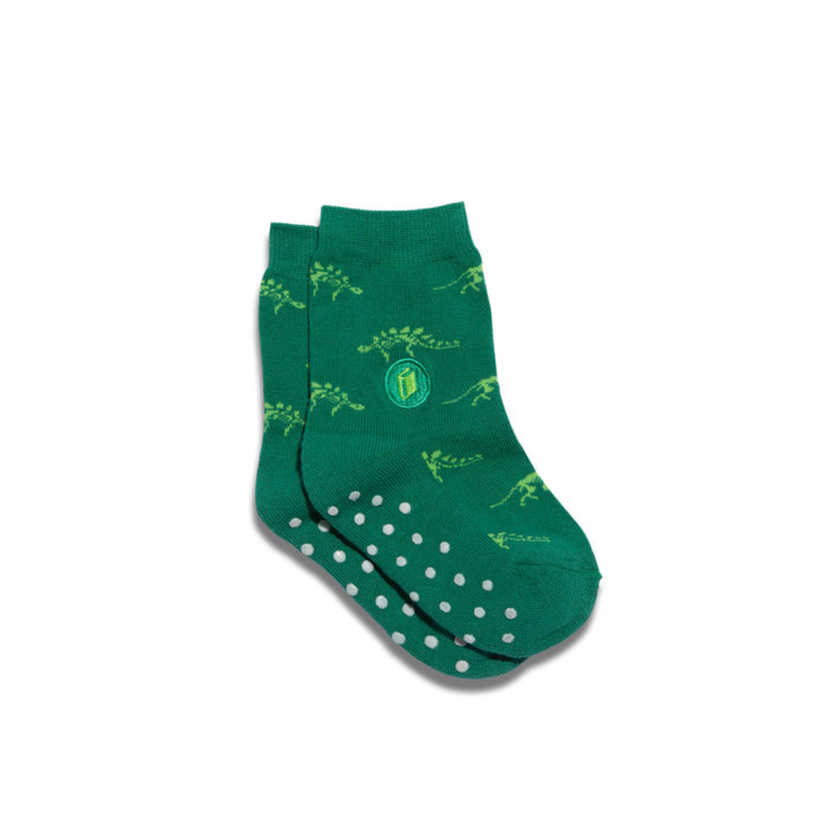 India Socks Give Books - Green Stegosaurus - Toddler 1-3Y