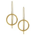 Nepal Earrings Circle W/Line Pull Thru Brass 2.75L Brass
