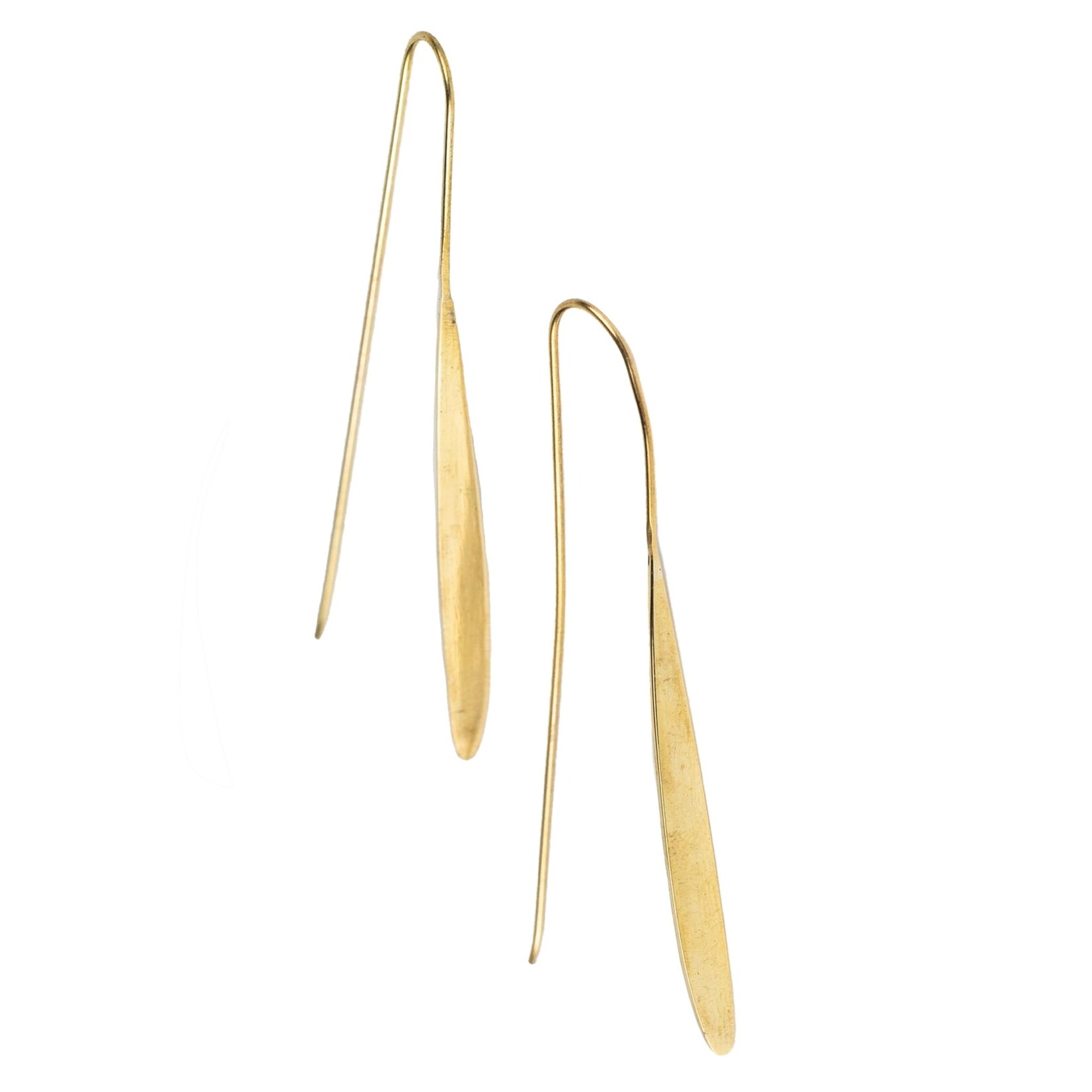 Nepal Earrings Elongated Oval Drop Pull Thru Br 2.5L Br