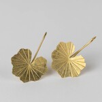 India Earrings Lotus Leaf Hammered Brass/Copper 1.5L Br