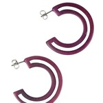 Ecuador Earrings post hollow hoop tagua 1.2D wine