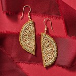 India Earrings Beaded Orange Slice Glss/Vlvt/Br 2.5L Gld