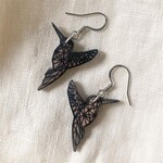Ecuador Earrings Humming Bird Tagua/Steel 1.5L Blk/Tan