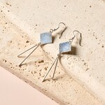 India Earrings Small Sq W/Spokes Br/Silv Pltd 3L Silv