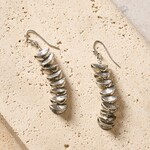 India Earrings Dangle Stacked Folds Crcl Cppr 2.25L Silv