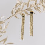 India Earrings Post Triangle W/Fringes Mtl 2.5