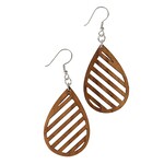Philippines Earrings T-Drop Diagonal Cutouts Wd/Mtl 2.75L Brn