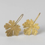 India Earrings Maple Leaf Hammered Brass/Copper 1.5L Br