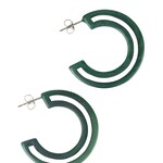Ecuador Earrings post hollow hoop tagua 1.2D jasper green