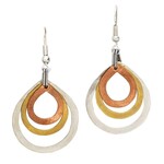Kenya Earrings 3 Layered T-Drops Mtl 2L Silv/G