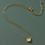 India Necklace Dainty Cat Face Charm Brass 16L Gold