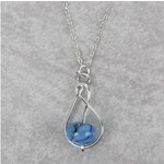 India Necklace Marble In Swirl Brss/Glss 19L Silv/Blue