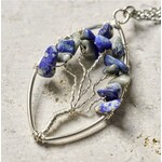 India Necklace Tree Wire Oval Ir/Br/Lapis 15L Silv/Blue