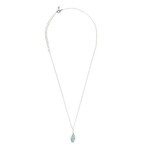 India Necklace Wrapped Pend Glass/Pearl 17L Aqua/Silv