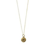 India Necklace Mini Compass Pend Mtl/Glass .6Dx32L Br