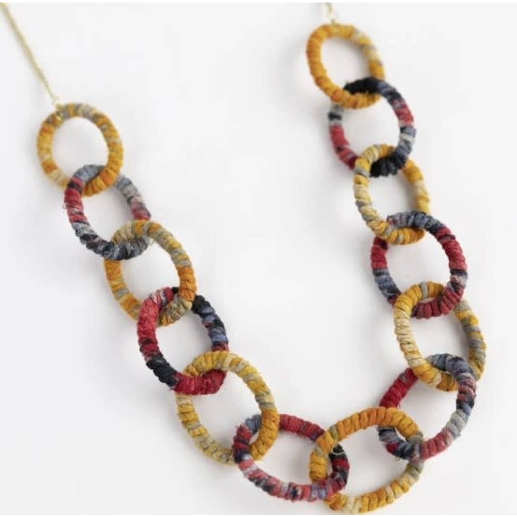 India Necklace Sari Wrapped Links Cttn/Mtl 24L